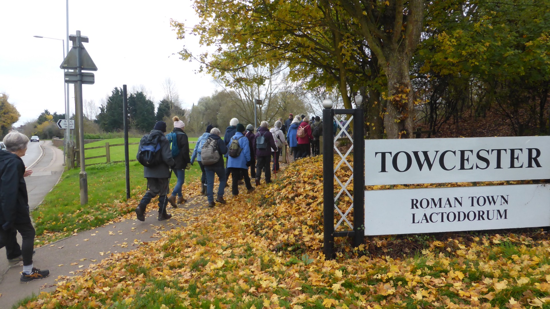 By the Towcester town sign