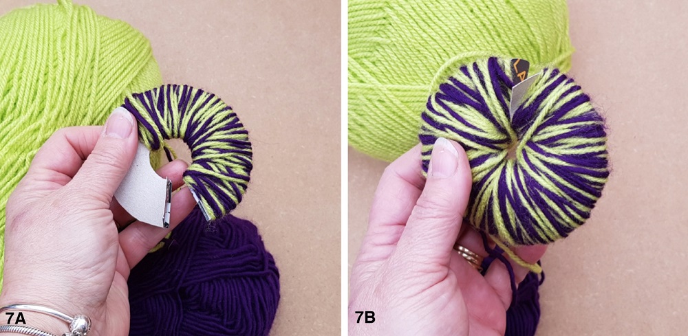 Pompoms step 7a and 7b