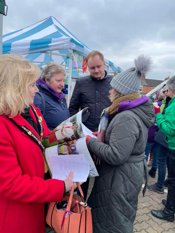 Mayor of Towcester and Sue talking with NCFWI County Chairman